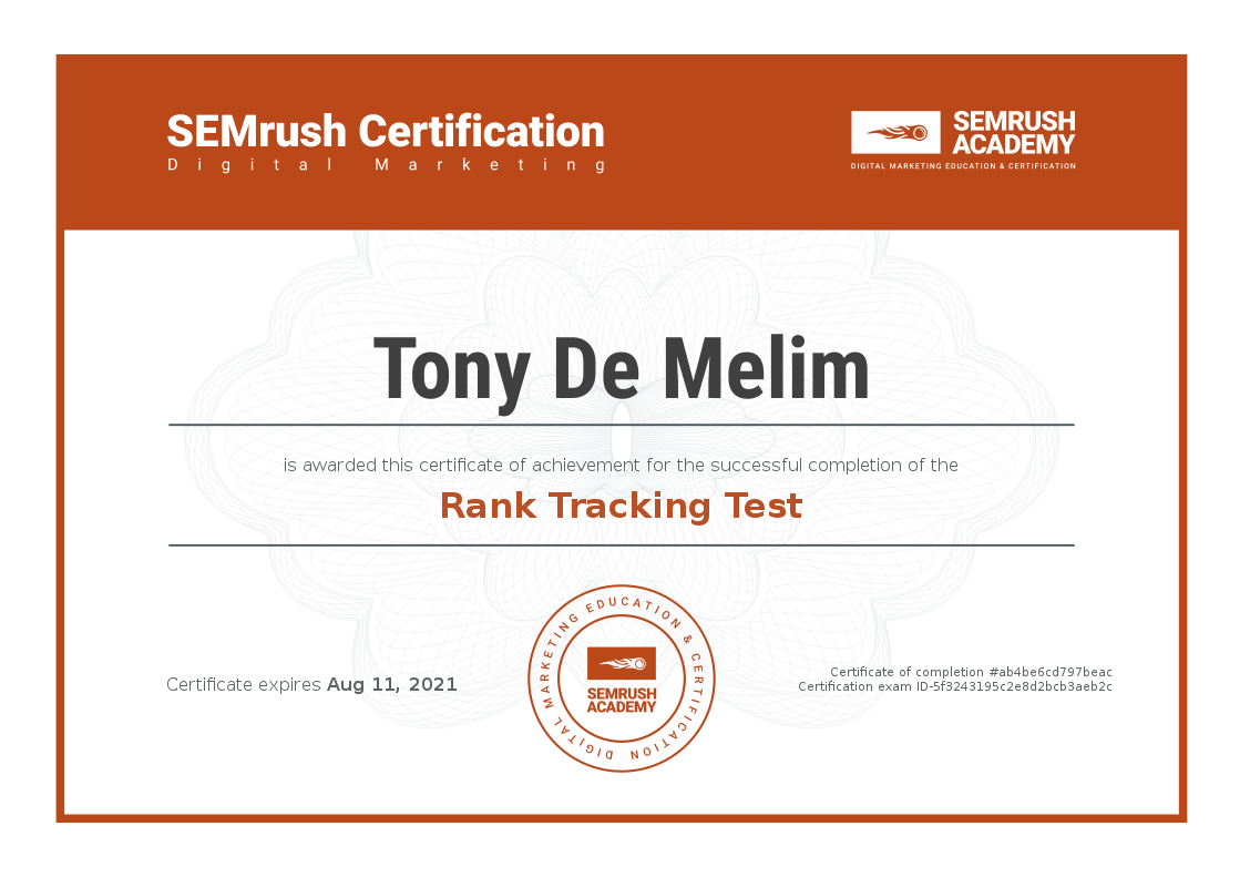 Rank Tracking Test