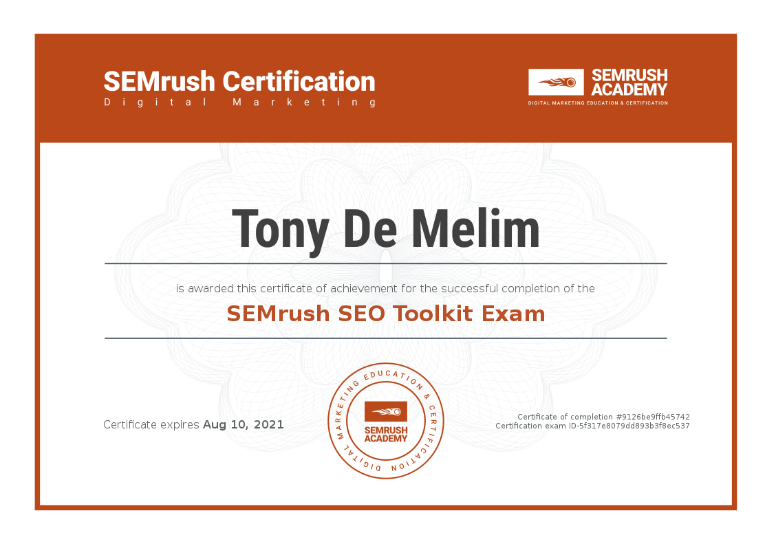 SEMrush SEO Toolkit Exam