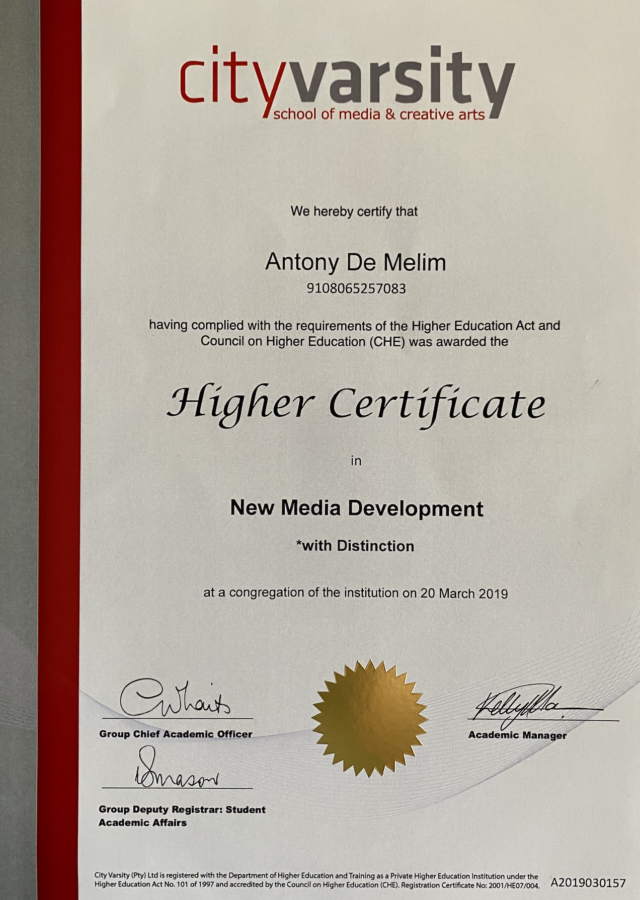 CityVarsity NMD Higher Certificate