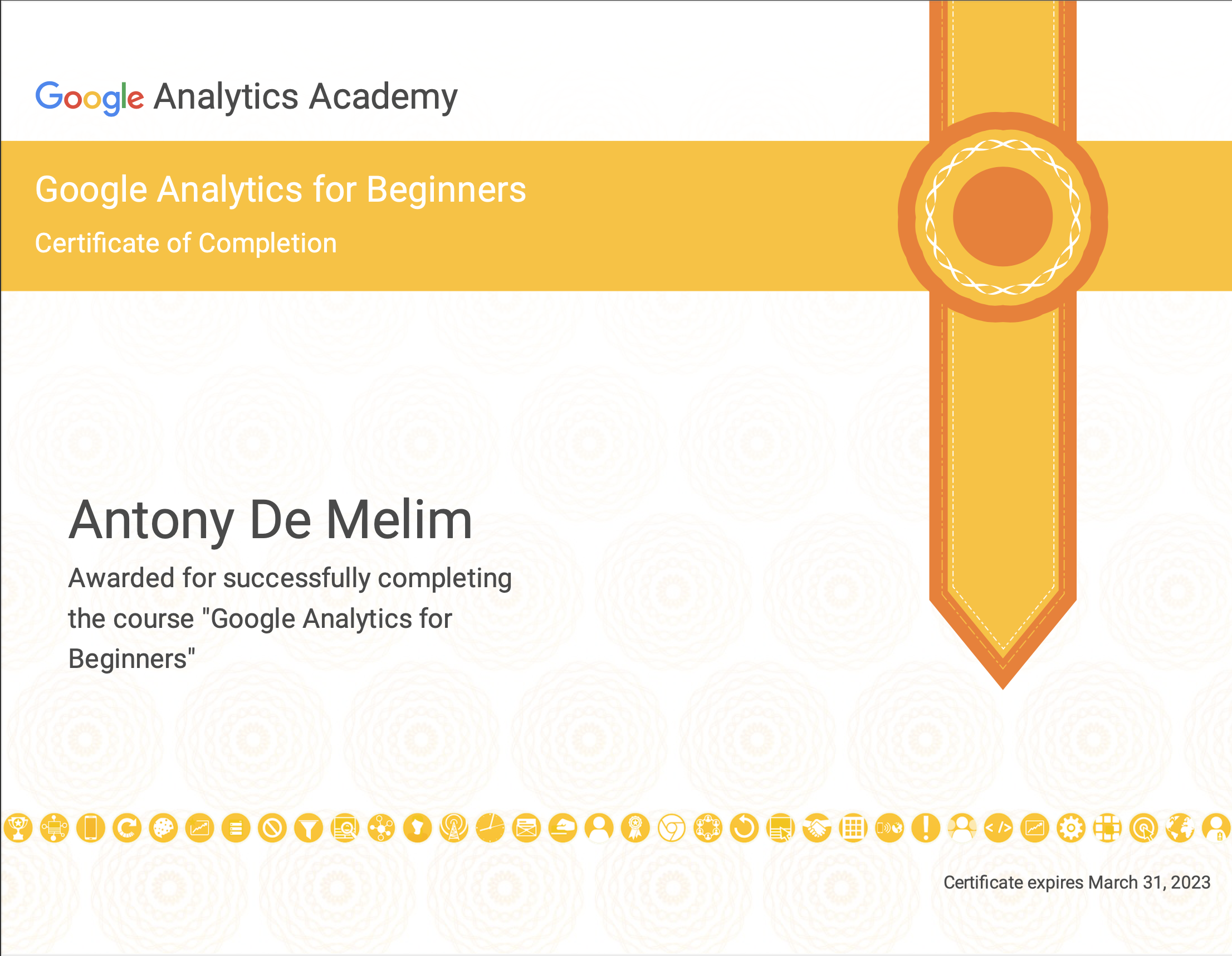 GA Course Certificate