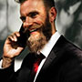 Bearded man with a red tie